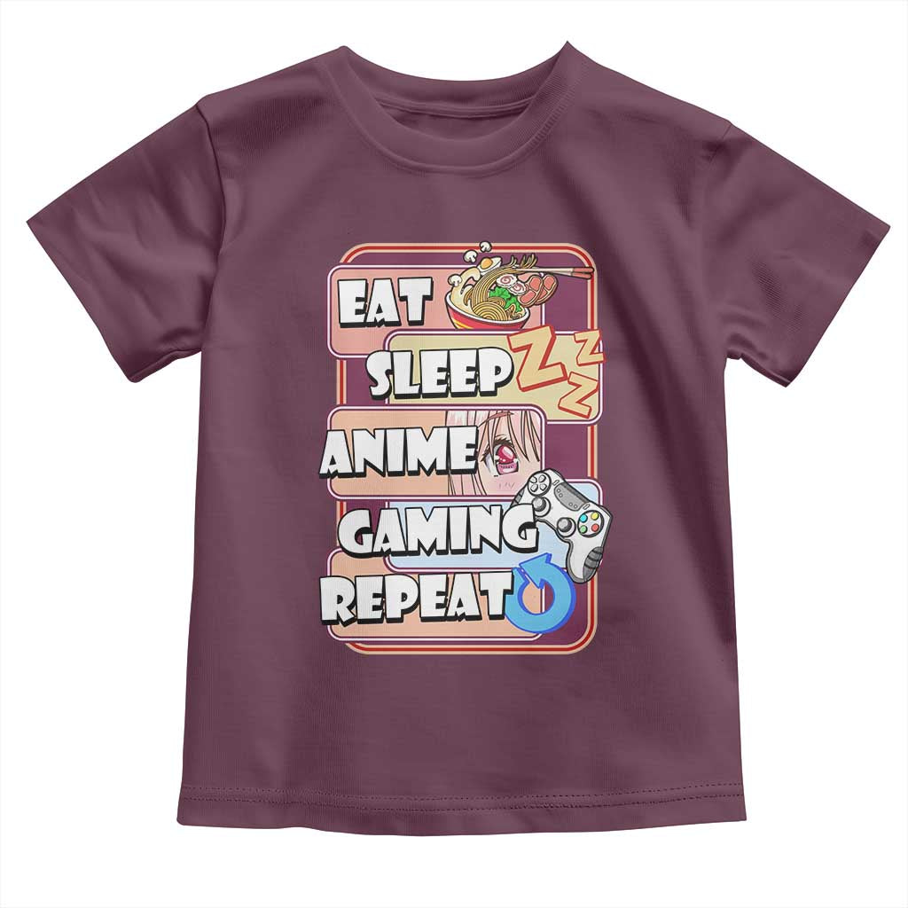Eat Sleep Anime Gaming Repeat Toddler T Shirt Kawaii Otaku Manga Ramen Lover