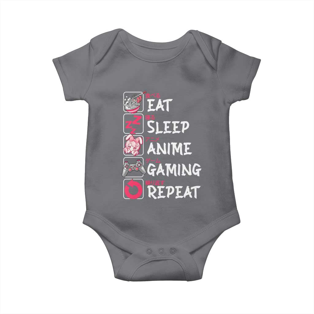 Eat Sleep Anime Gaming Repeat Baby Onesie Otaku Gamer Manga Lover Japanese Pop Culture