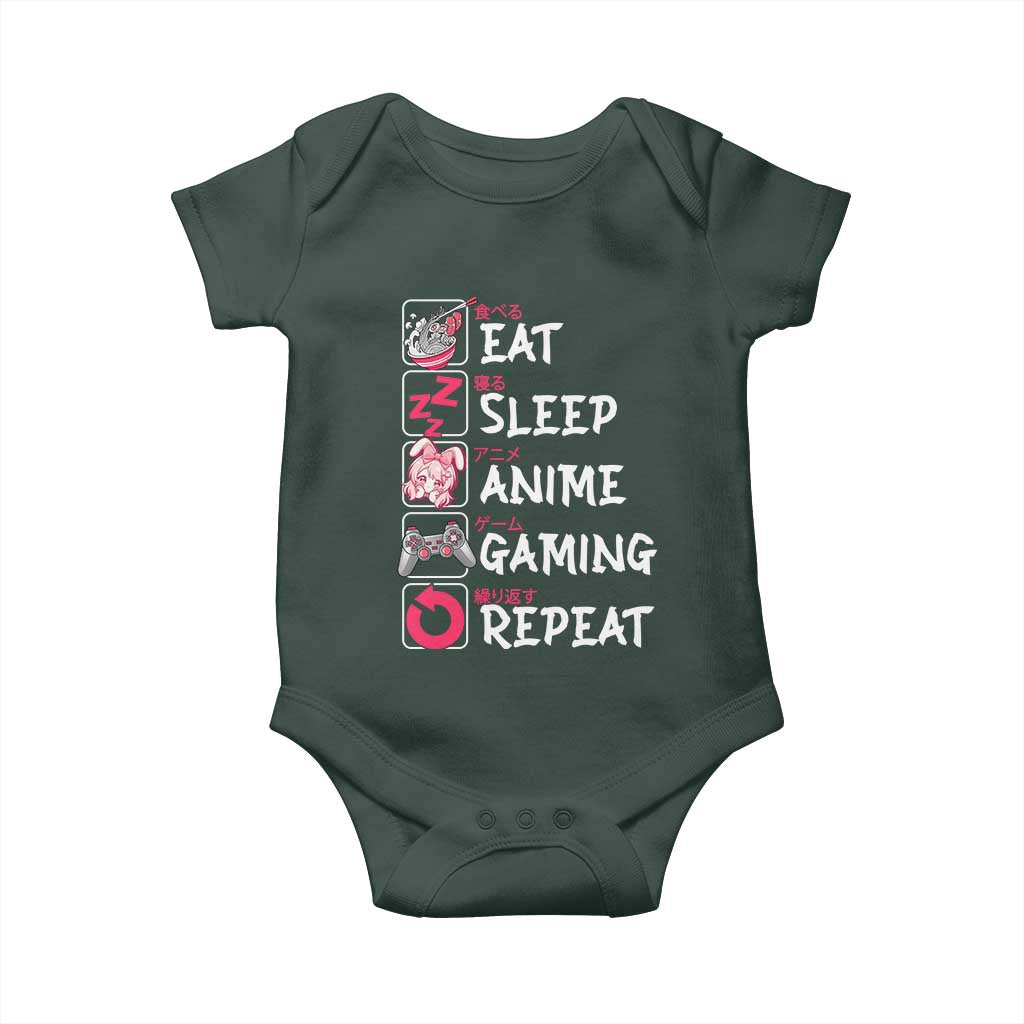 Eat Sleep Anime Gaming Repeat Baby Onesie Otaku Gamer Manga Lover Japanese Pop Culture