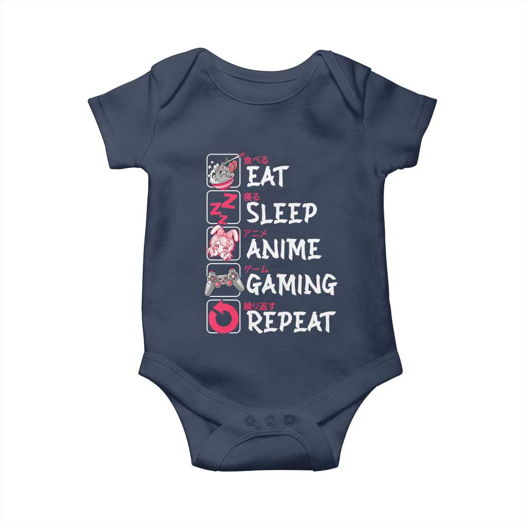 Eat Sleep Anime Gaming Repeat Baby Onesie Otaku Gamer Manga Lover Japanese Pop Culture
