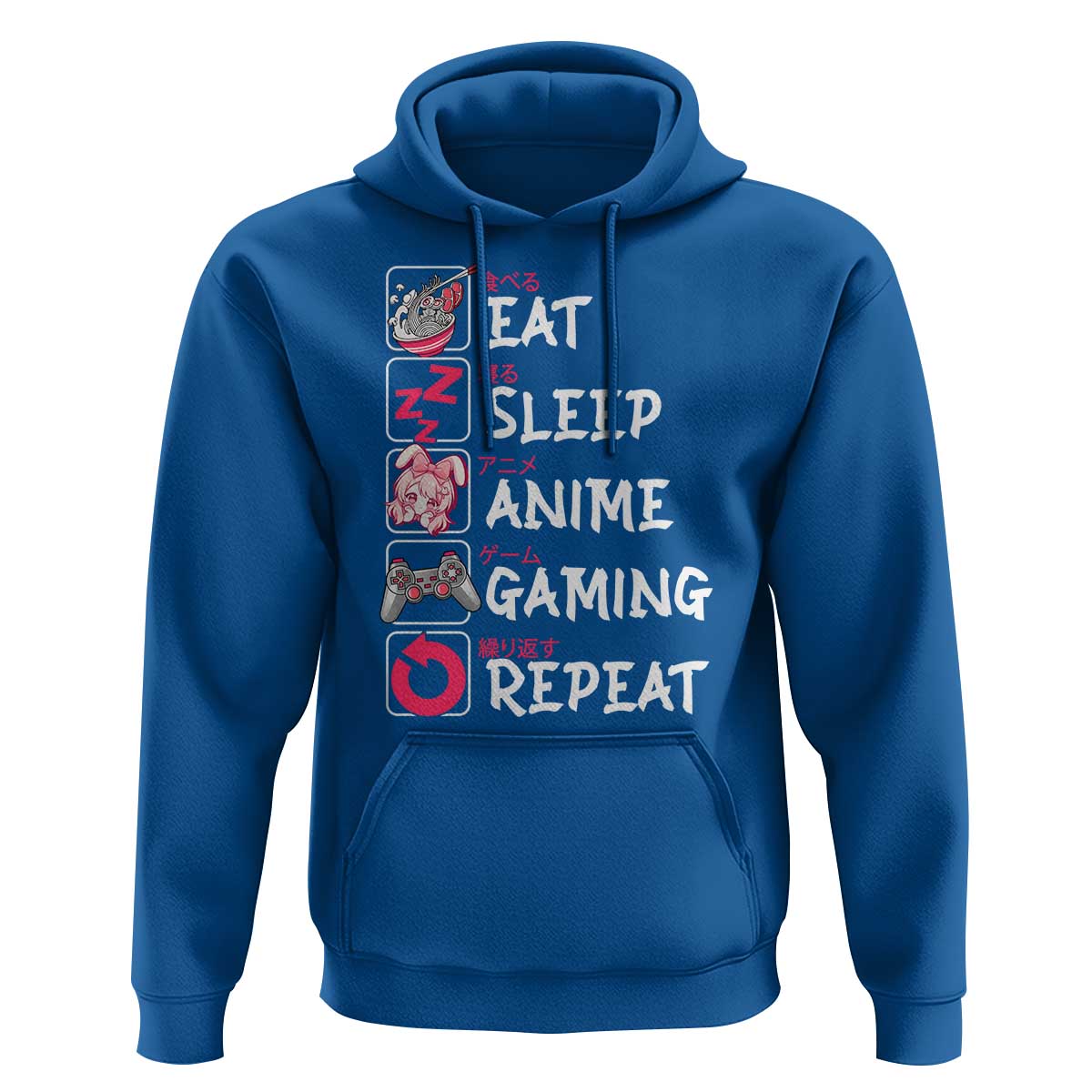 Eat Sleep Anime Gaming Repeat Hoodie Otaku Gamer Manga Lover Japanese Pop Culture
