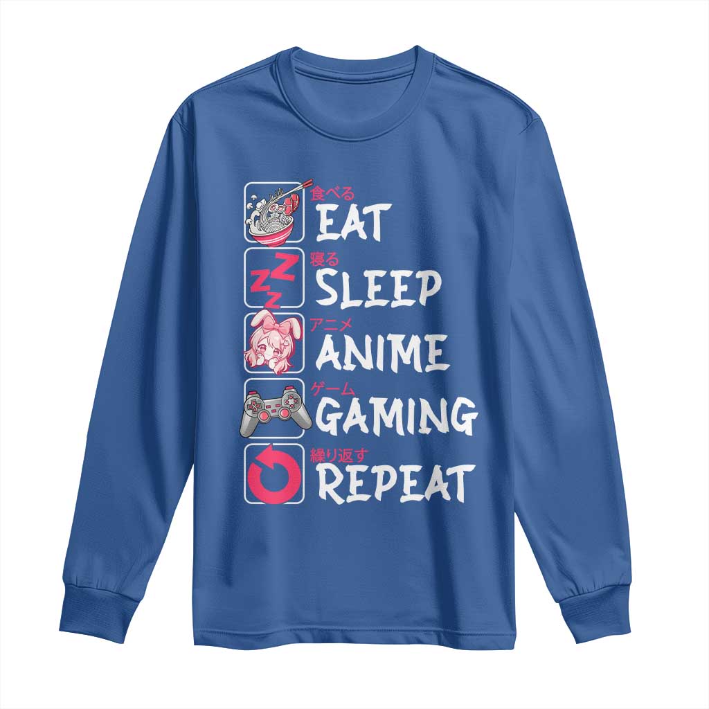 Eat Sleep Anime Gaming Repeat Long Sleeve Shirt Otaku Gamer Manga Lover Japanese Pop Culture