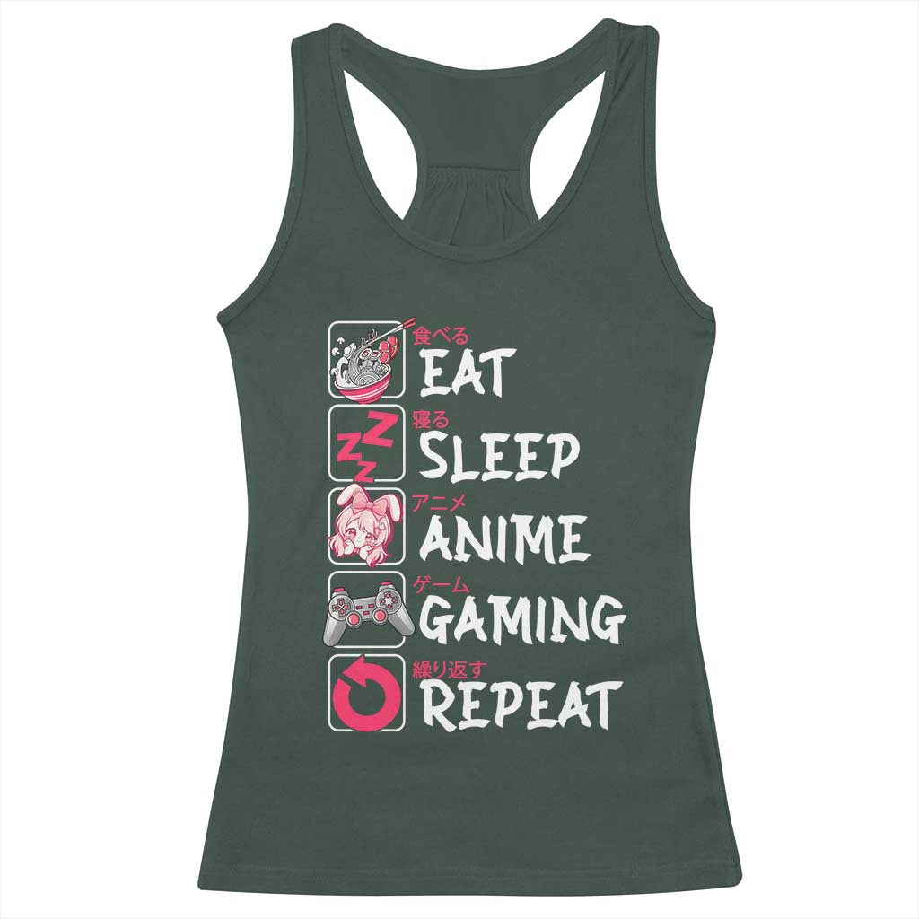 Eat Sleep Anime Gaming Repeat Racerback Tank Top Otaku Gamer Manga Lover Japanese Pop Culture