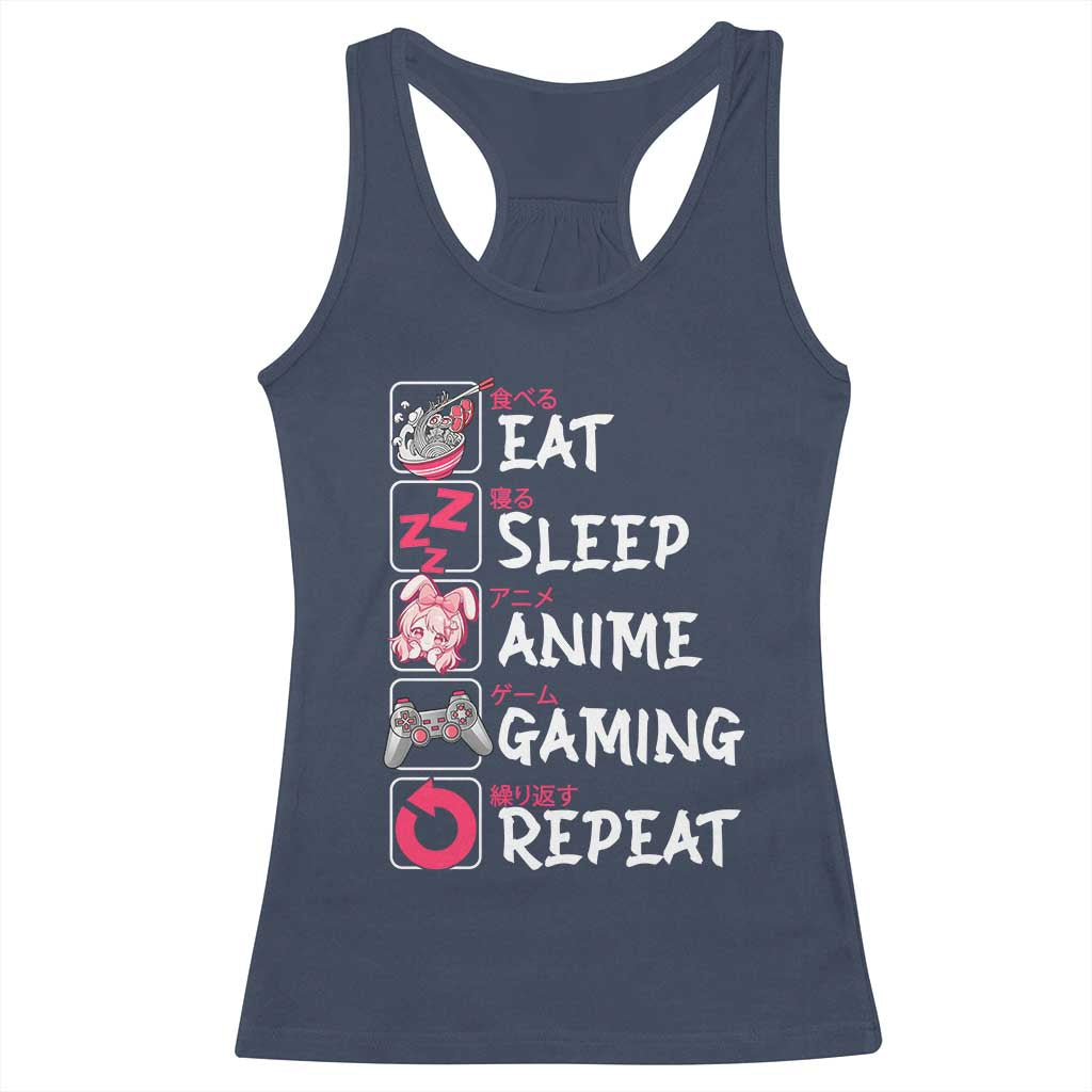 Eat Sleep Anime Gaming Repeat Racerback Tank Top Otaku Gamer Manga Lover Japanese Pop Culture