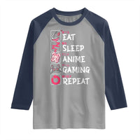 Eat Sleep Anime Gaming Repeat Raglan Shirt Otaku Gamer Manga Lover Japanese Pop Culture