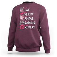 Eat Sleep Anime Gaming Repeat Sweatshirt Otaku Gamer Manga Lover Japanese Pop Culture - Wonder Print Shop
