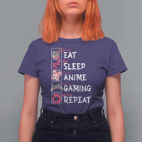 Eat Sleep Anime Gaming Repeat T Shirt For Women Otaku Gamer Manga Lover Japanese Pop Culture - Wonder Print Shop