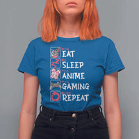 Eat Sleep Anime Gaming Repeat T Shirt For Women Otaku Gamer Manga Lover Japanese Pop Culture - Wonder Print Shop