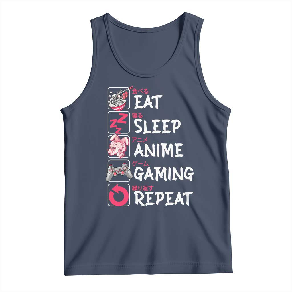Eat Sleep Anime Gaming Repeat Tank Top Otaku Gamer Manga Lover Japanese Pop Culture