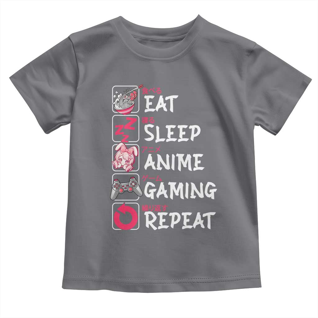 Eat Sleep Anime Gaming Repeat Toddler T Shirt Otaku Gamer Manga Lover Japanese Pop Culture