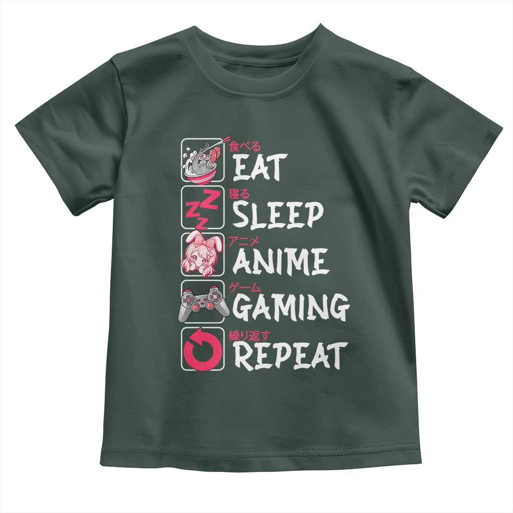 Eat Sleep Anime Gaming Repeat Toddler T Shirt Otaku Gamer Manga Lover Japanese Pop Culture