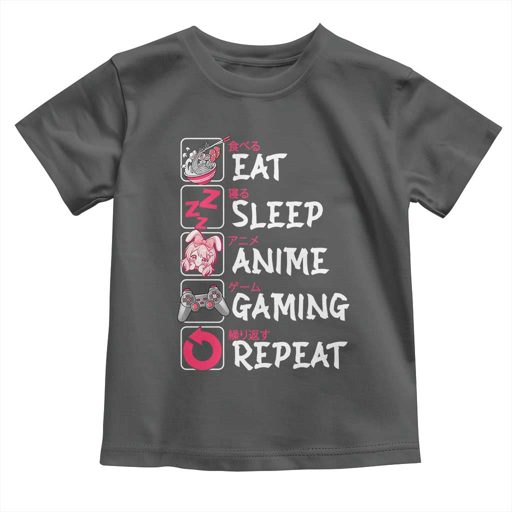 Eat Sleep Anime Gaming Repeat Toddler T Shirt Otaku Gamer Manga Lover Japanese Pop Culture
