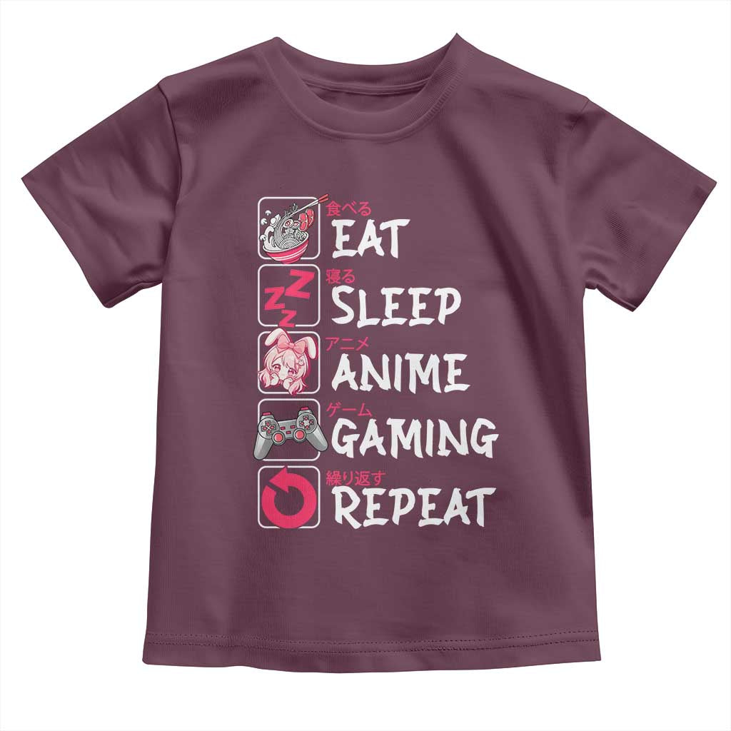 Eat Sleep Anime Gaming Repeat Toddler T Shirt Otaku Gamer Manga Lover Japanese Pop Culture