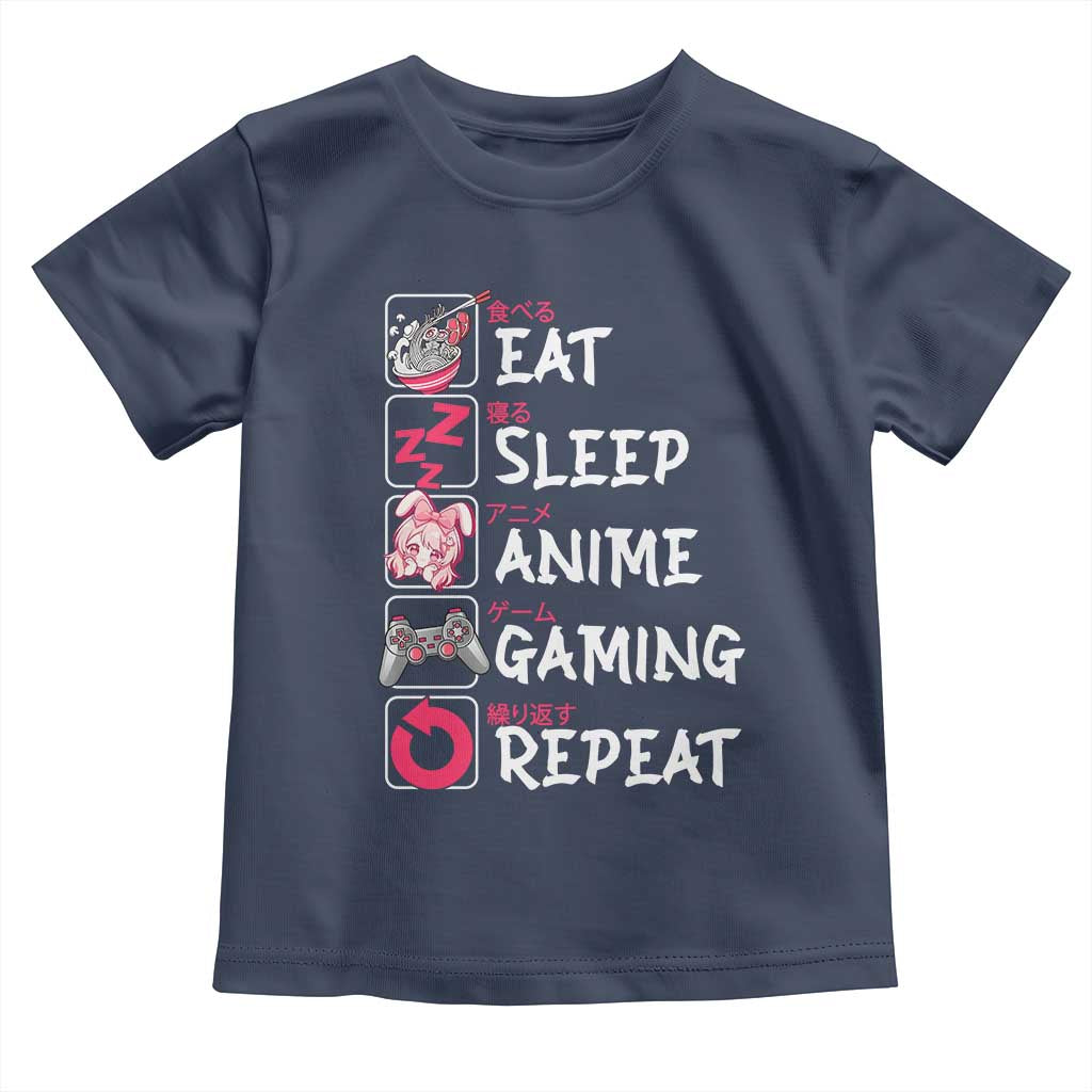 Eat Sleep Anime Gaming Repeat Toddler T Shirt Otaku Gamer Manga Lover Japanese Pop Culture