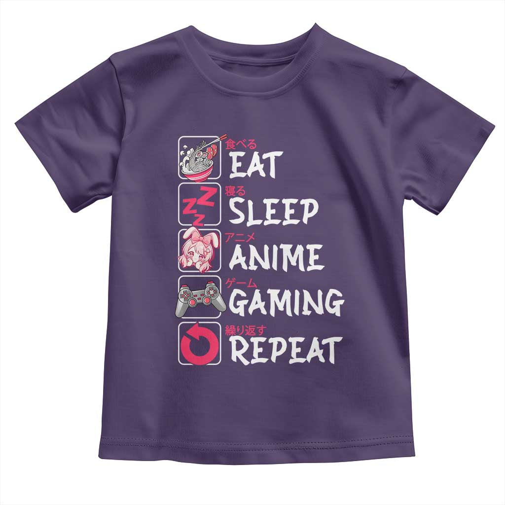 Eat Sleep Anime Gaming Repeat Toddler T Shirt Otaku Gamer Manga Lover Japanese Pop Culture