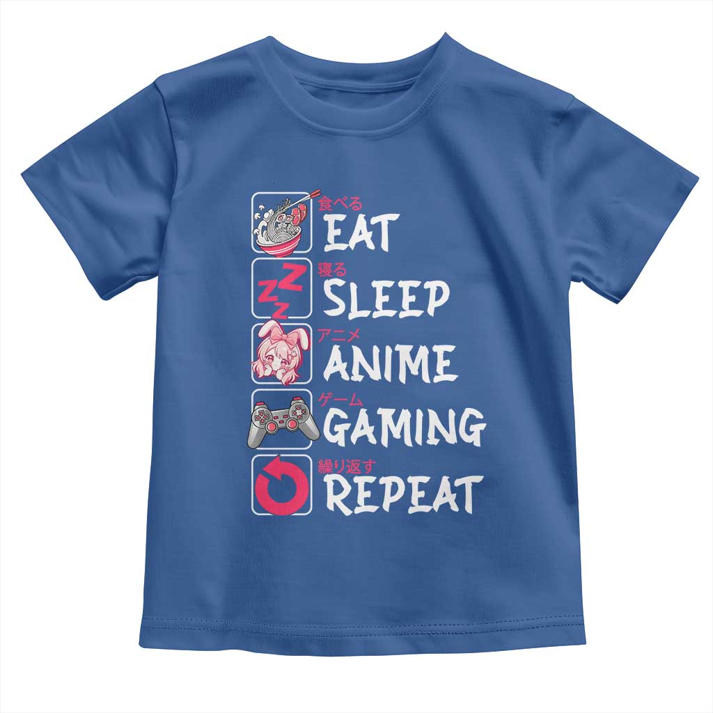 Eat Sleep Anime Gaming Repeat Toddler T Shirt Otaku Gamer Manga Lover Japanese Pop Culture