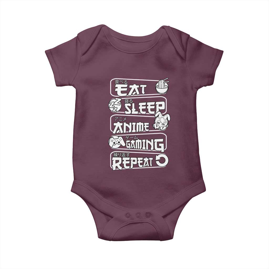 Eat Sleep Anime Gaming Repeat Baby Onesie Otaku Gamer Manga Lover