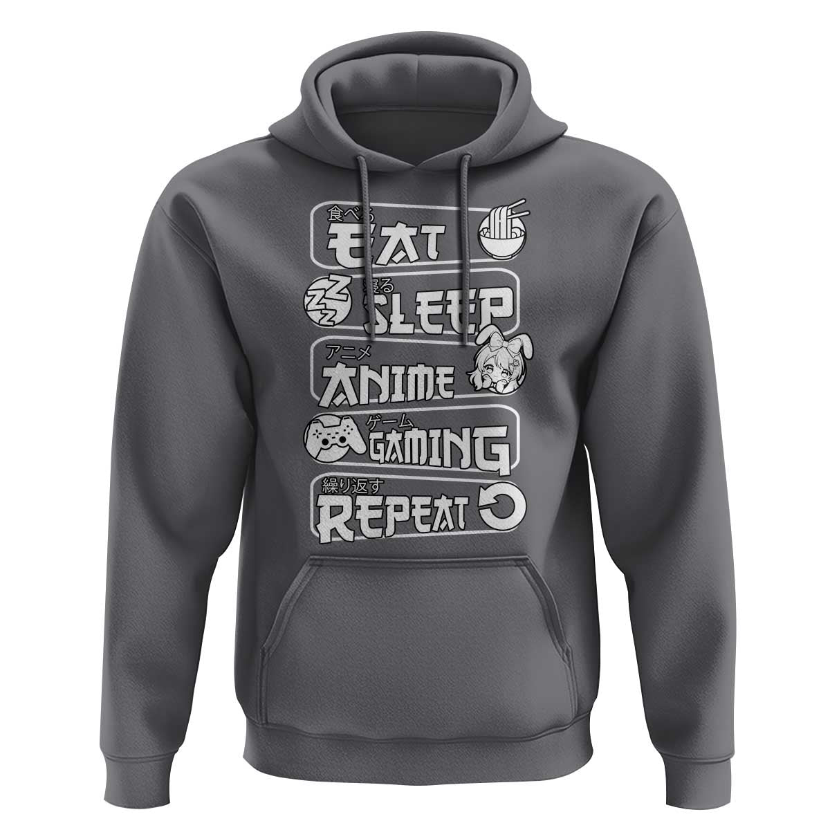 Eat Sleep Anime Gaming Repeat Hoodie Otaku Gamer Manga Lover