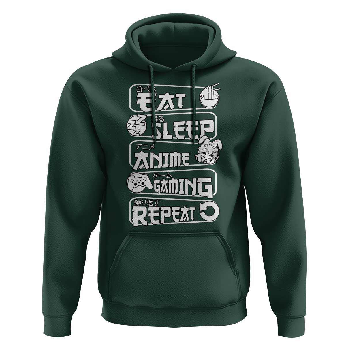 Eat Sleep Anime Gaming Repeat Hoodie Otaku Gamer Manga Lover