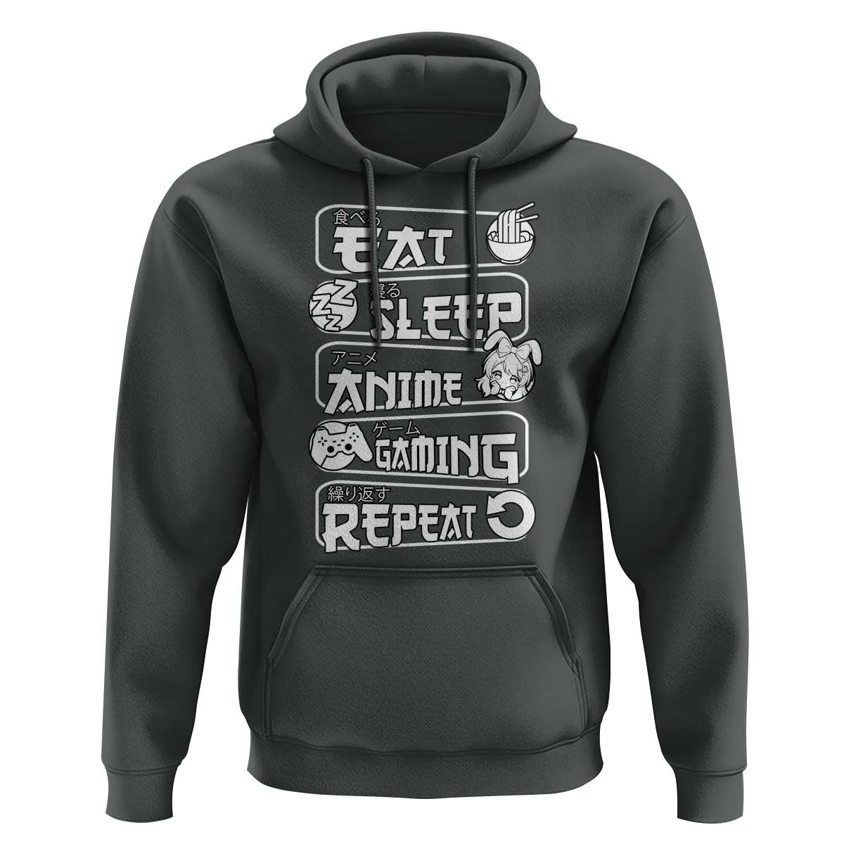 Eat Sleep Anime Gaming Repeat Hoodie Otaku Gamer Manga Lover