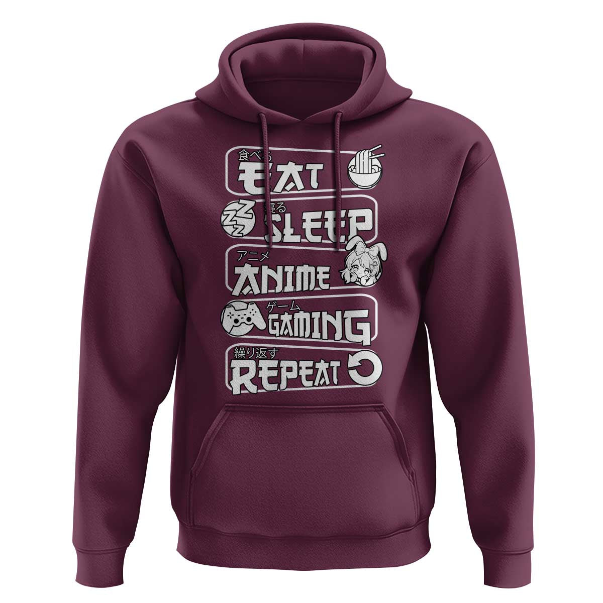 Eat Sleep Anime Gaming Repeat Hoodie Otaku Gamer Manga Lover