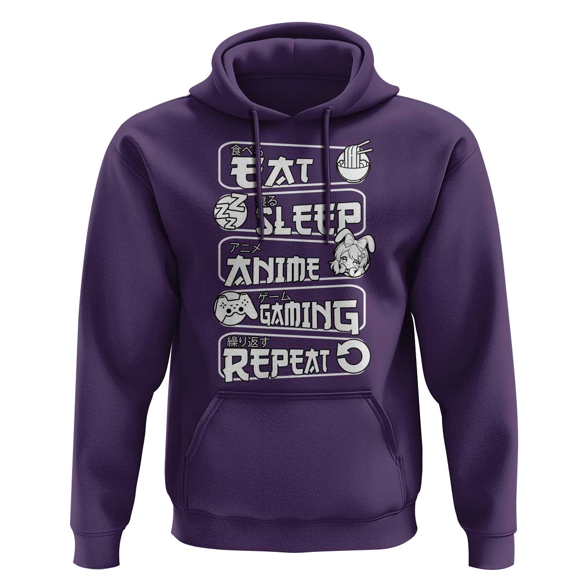 Eat Sleep Anime Gaming Repeat Hoodie Otaku Gamer Manga Lover