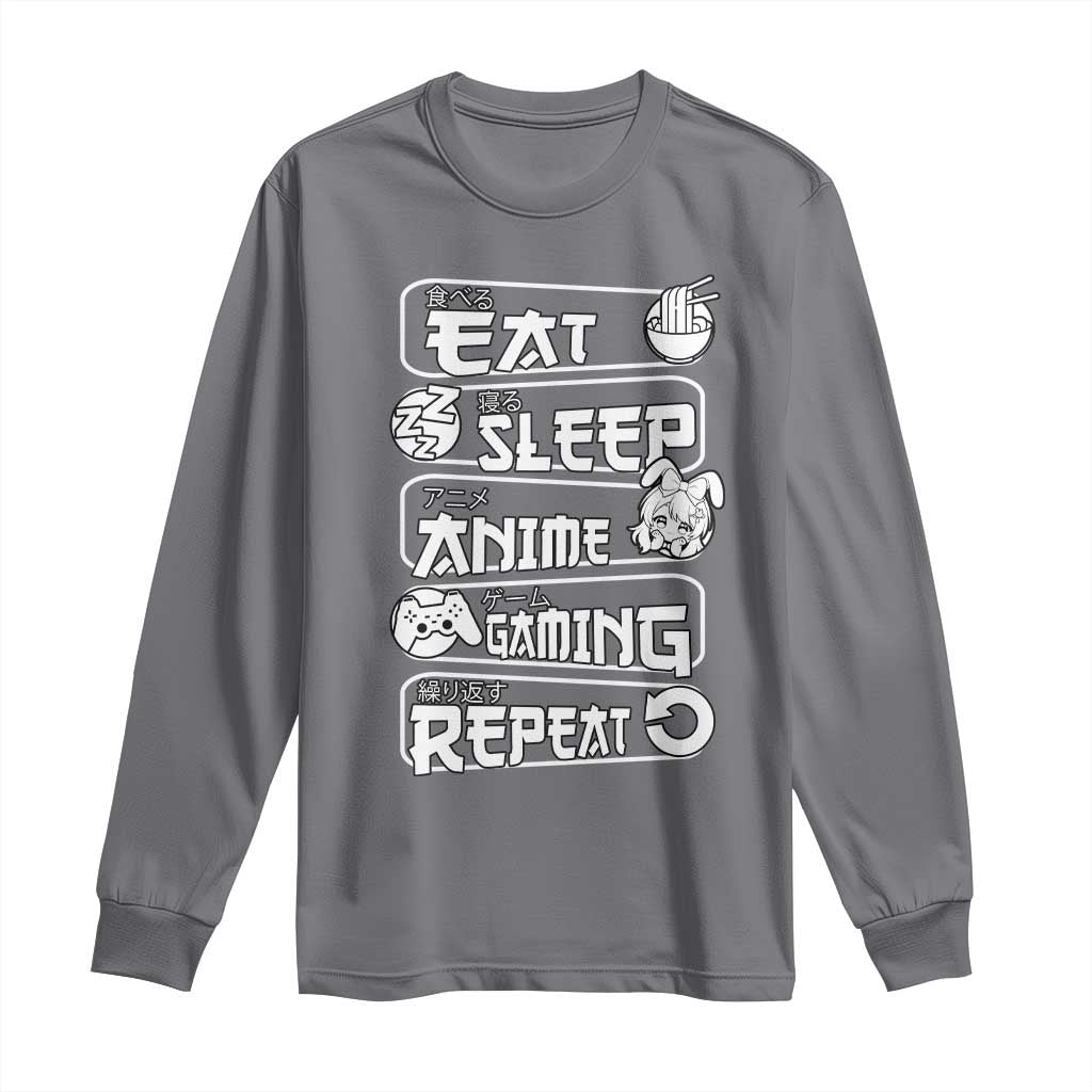 Eat Sleep Anime Gaming Repeat Long Sleeve Shirt Otaku Gamer Manga Lover