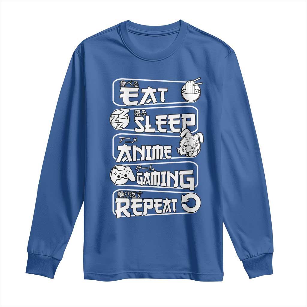 Eat Sleep Anime Gaming Repeat Long Sleeve Shirt Otaku Gamer Manga Lover