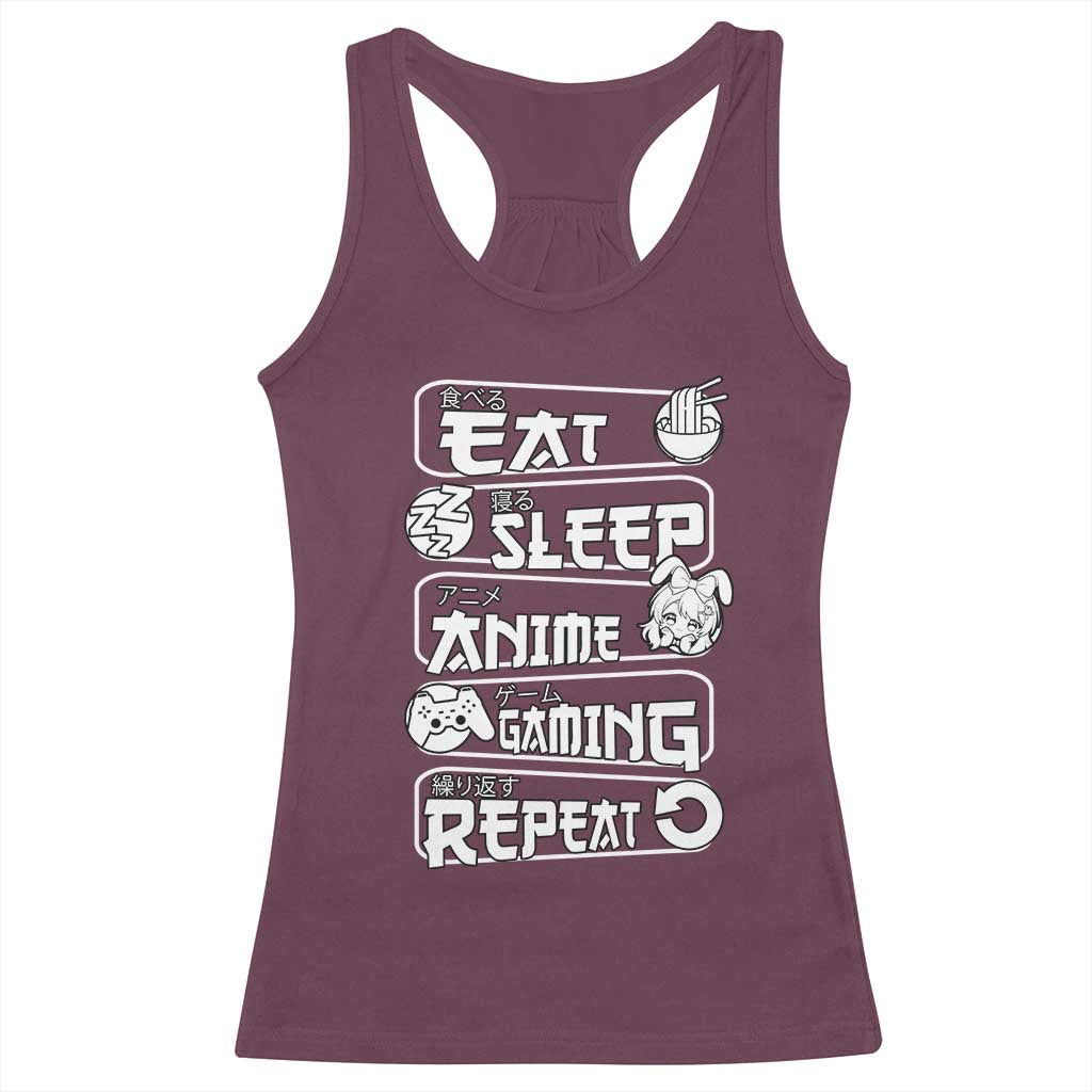 Eat Sleep Anime Gaming Repeat Racerback Tank Top Otaku Gamer Manga Lover