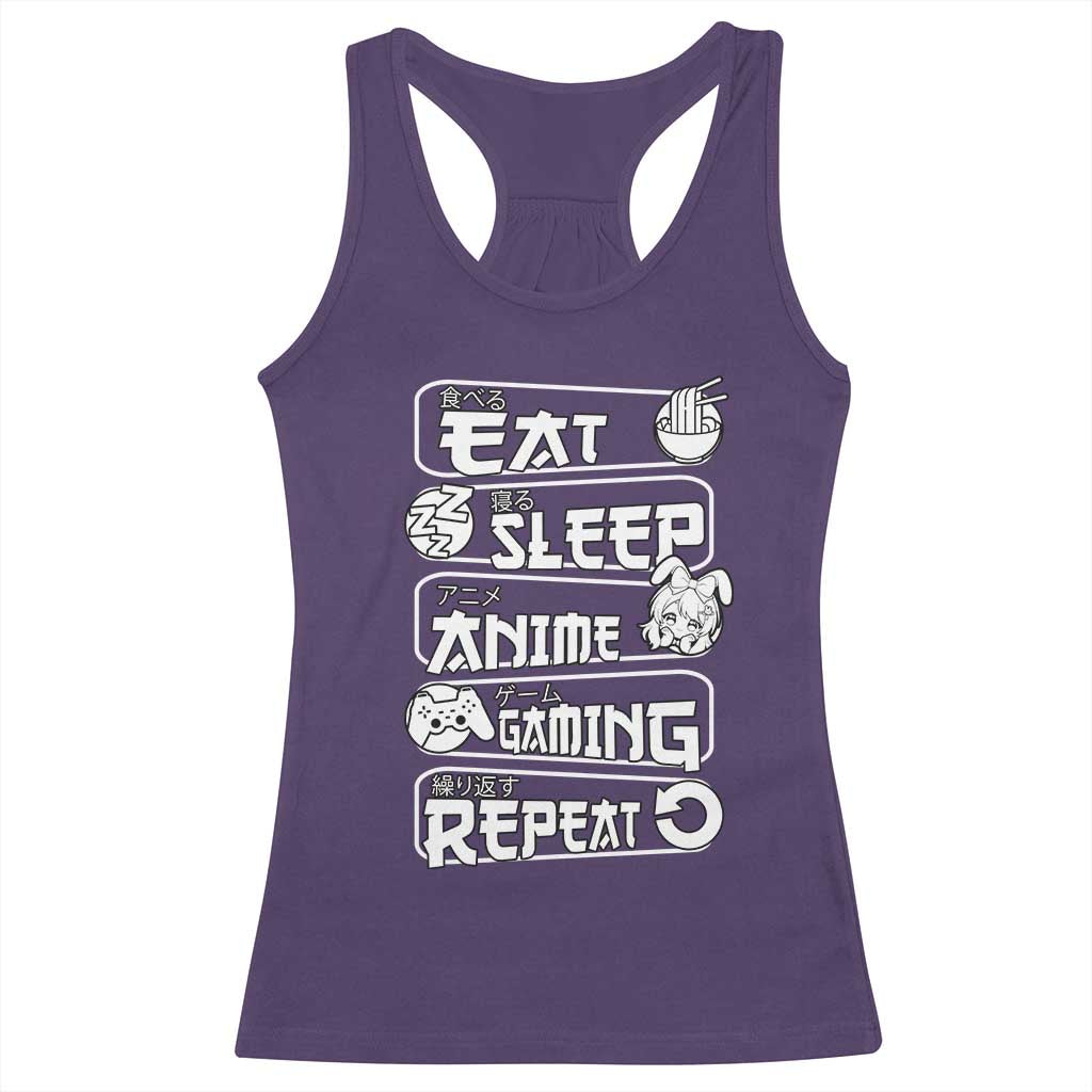 Eat Sleep Anime Gaming Repeat Racerback Tank Top Otaku Gamer Manga Lover