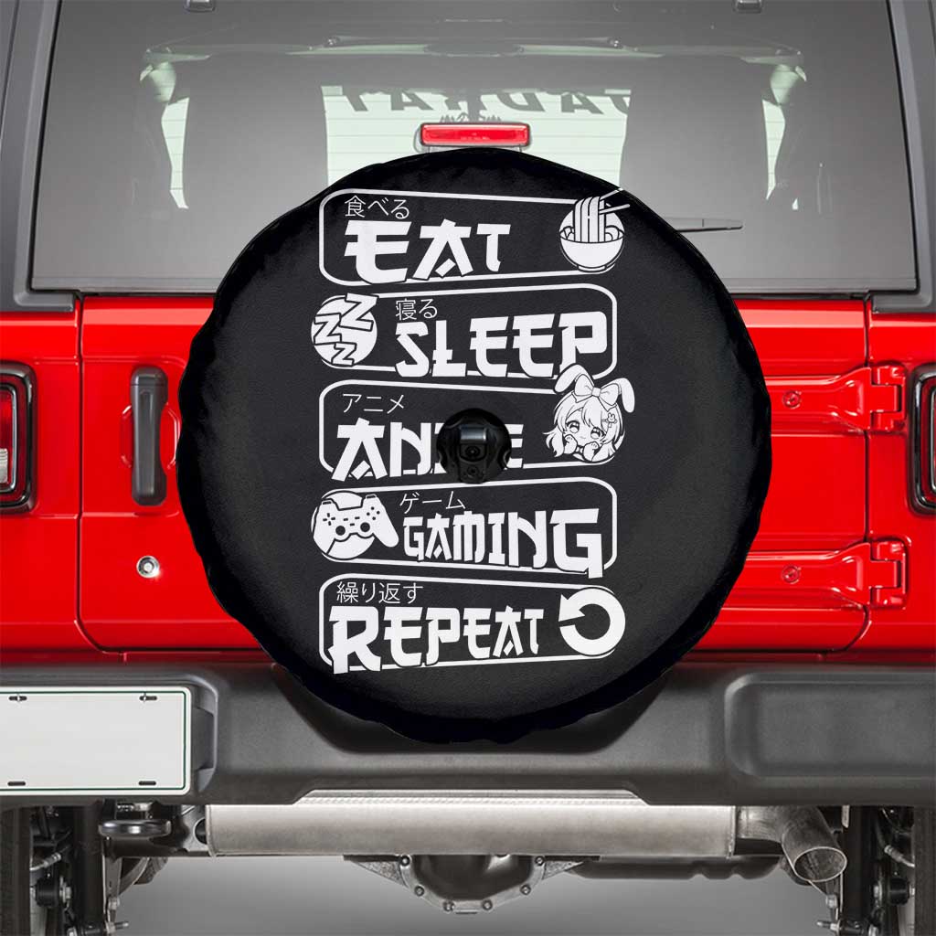 Eat Sleep Anime Gaming Repeat Spare Tire Cover Otaku Gamer Manga Lover