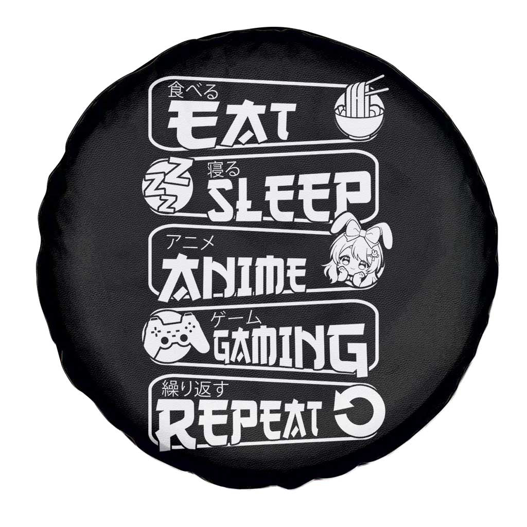 Eat Sleep Anime Gaming Repeat Spare Tire Cover Otaku Gamer Manga Lover