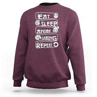 Eat Sleep Anime Gaming Repeat Sweatshirt Otaku Gamer Manga Lover - Wonder Print Shop