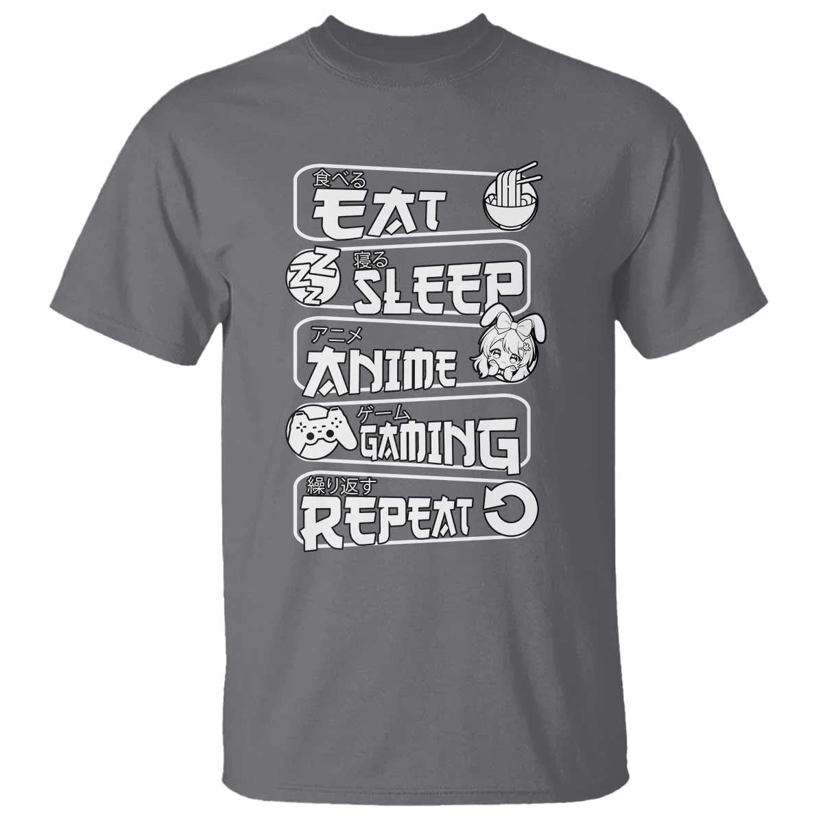 Eat Sleep Anime Gaming Repeat T Shirt Otaku Gamer Manga Lover - Wonder Print Shop