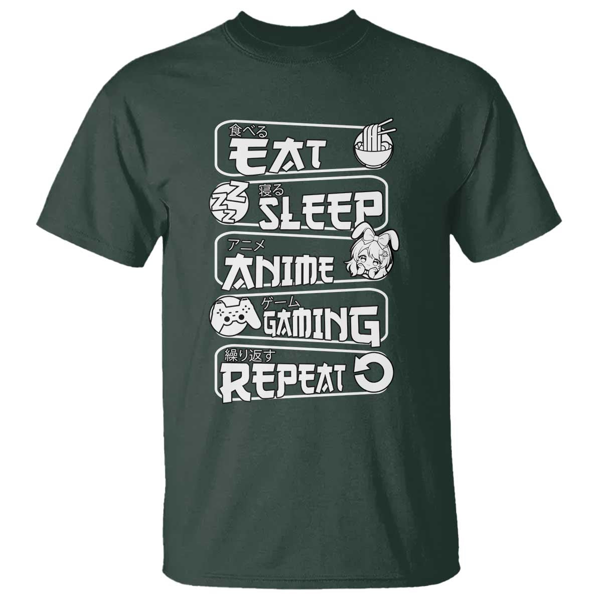 Eat Sleep Anime Gaming Repeat T Shirt Otaku Gamer Manga Lover - Wonder Print Shop