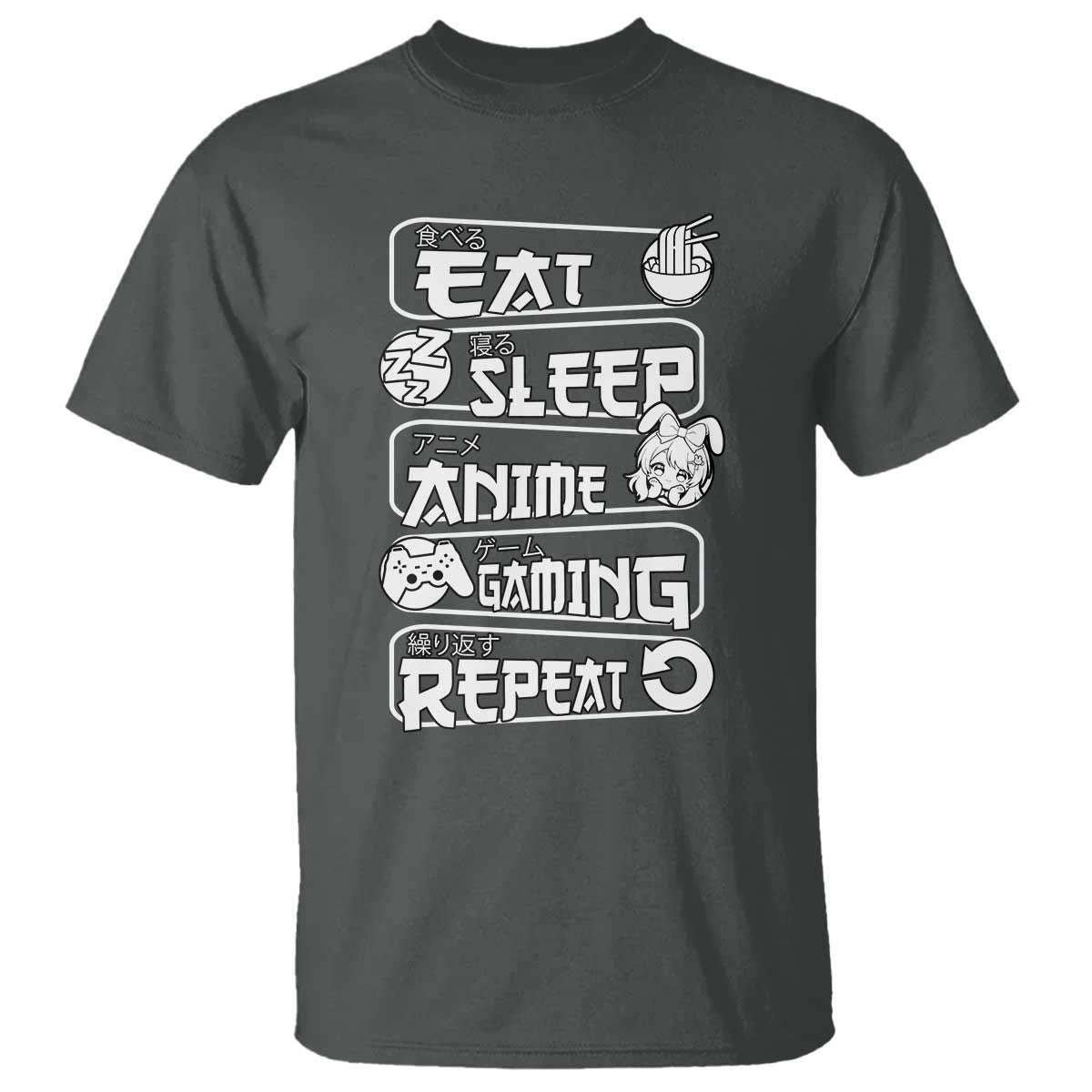 Eat Sleep Anime Gaming Repeat T Shirt Otaku Gamer Manga Lover - Wonder Print Shop