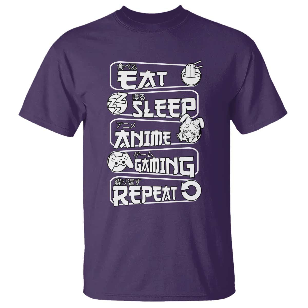 Eat Sleep Anime Gaming Repeat T Shirt Otaku Gamer Manga Lover - Wonder Print Shop