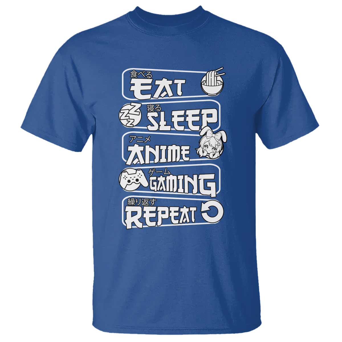 Eat Sleep Anime Gaming Repeat T Shirt Otaku Gamer Manga Lover - Wonder Print Shop