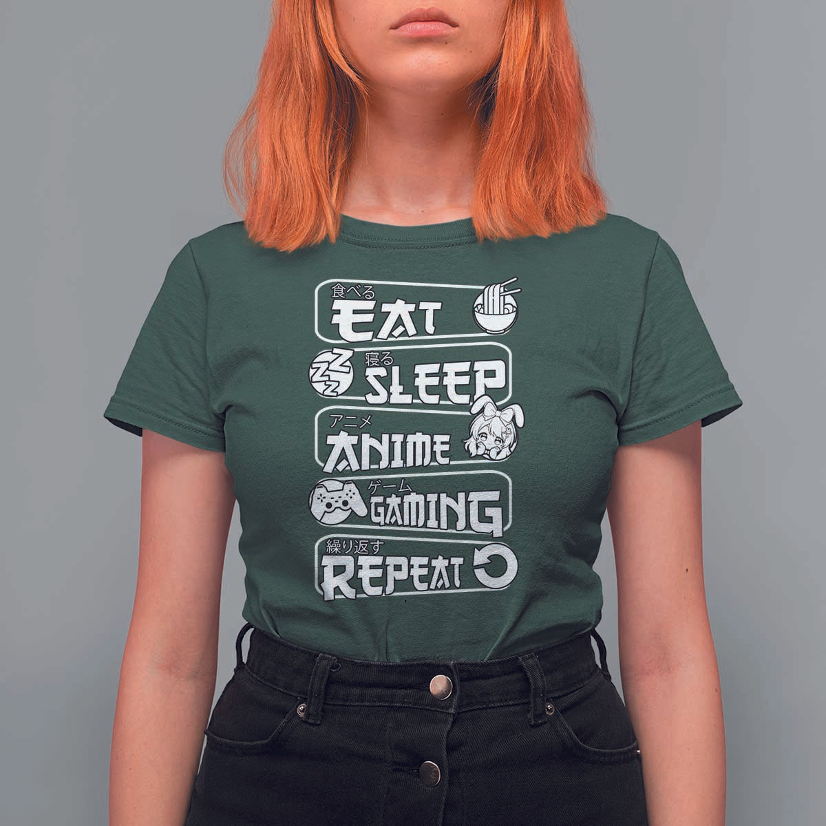 Eat Sleep Anime Gaming Repeat T Shirt For Women Otaku Gamer Manga Lover - Wonder Print Shop