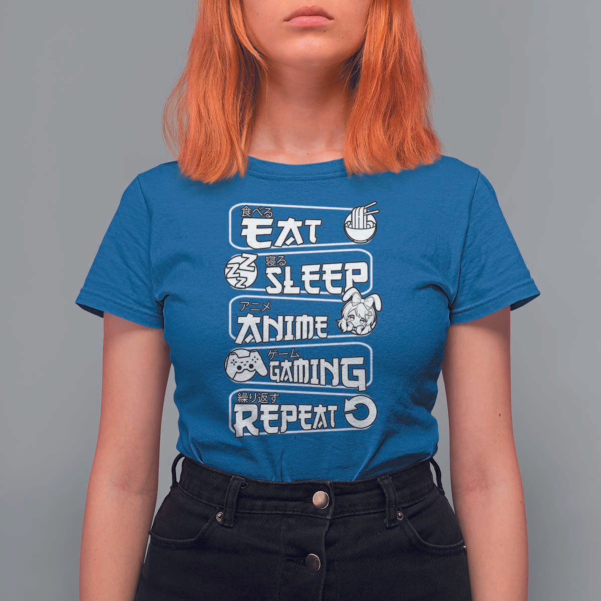 Eat Sleep Anime Gaming Repeat T Shirt For Women Otaku Gamer Manga Lover - Wonder Print Shop