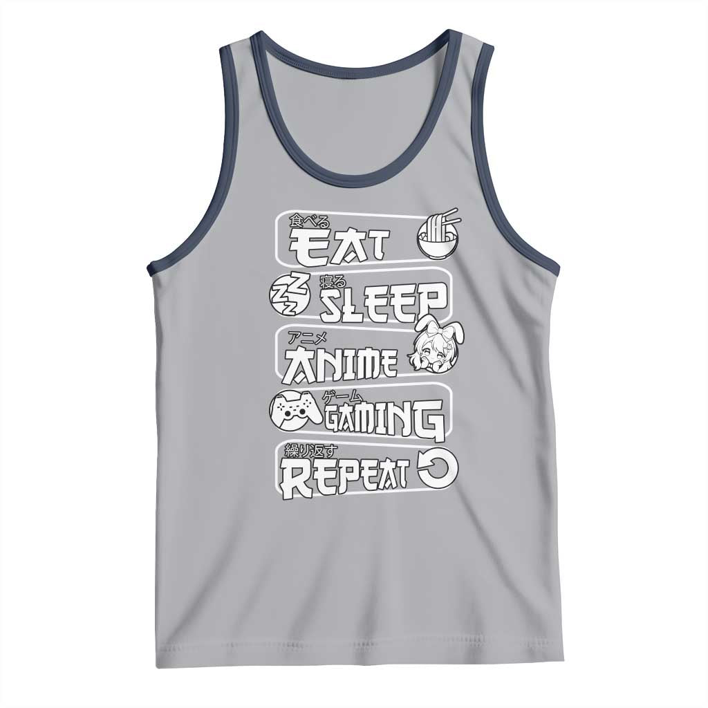 Eat Sleep Anime Gaming Repeat Tank Top Otaku Gamer Manga Lover