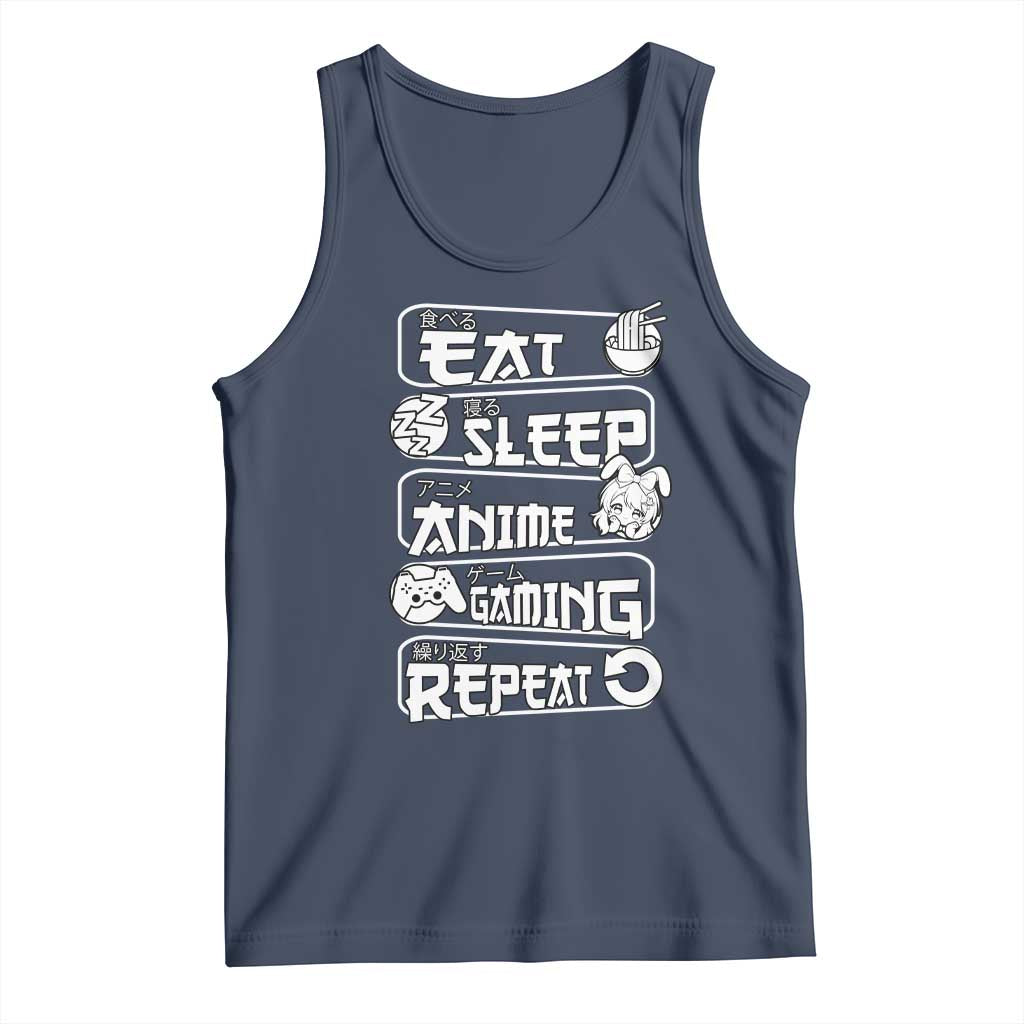 Eat Sleep Anime Gaming Repeat Tank Top Otaku Gamer Manga Lover
