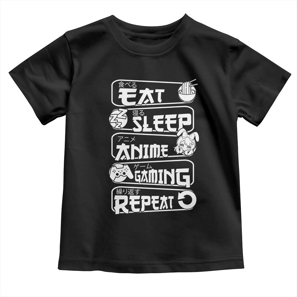 Eat Sleep Anime Gaming Repeat Toddler T Shirt Otaku Gamer Manga Lover