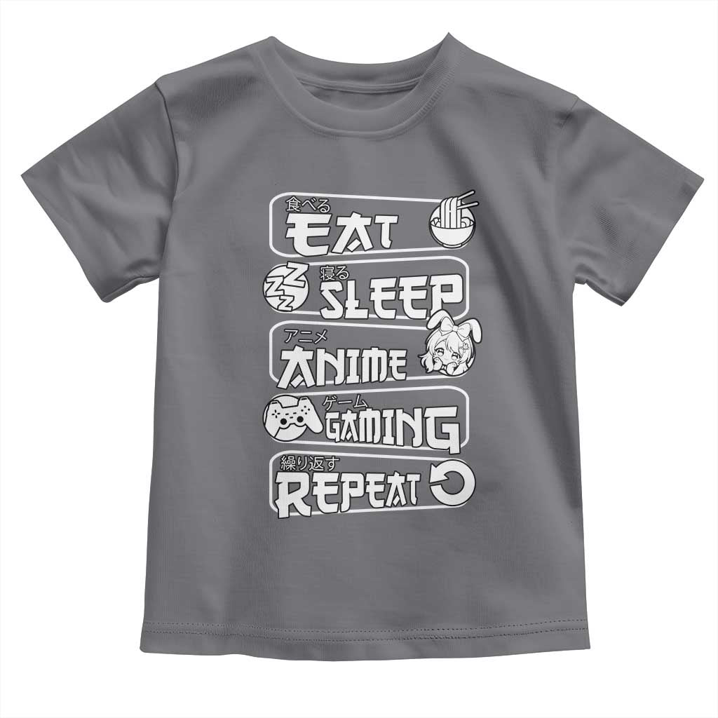 Eat Sleep Anime Gaming Repeat Toddler T Shirt Otaku Gamer Manga Lover