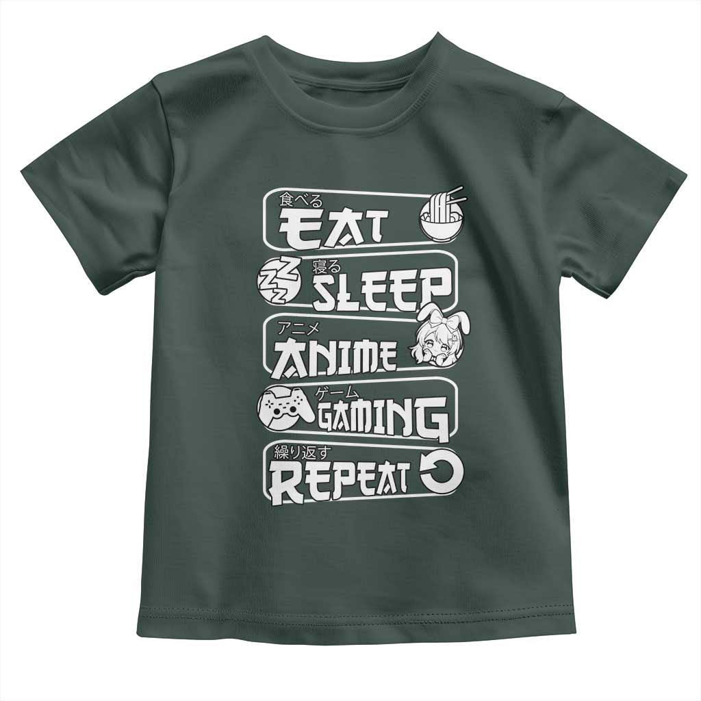 Eat Sleep Anime Gaming Repeat Toddler T Shirt Otaku Gamer Manga Lover