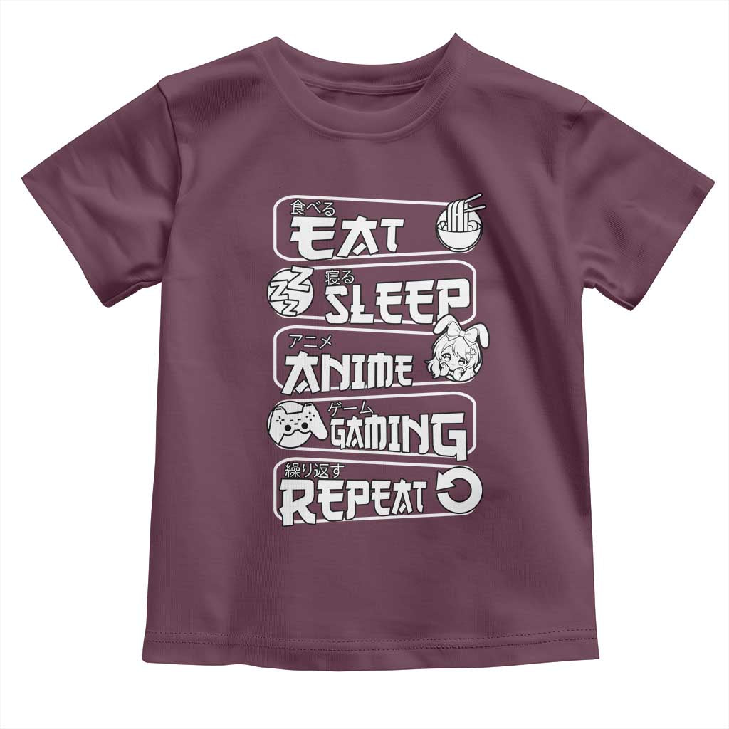 Eat Sleep Anime Gaming Repeat Toddler T Shirt Otaku Gamer Manga Lover
