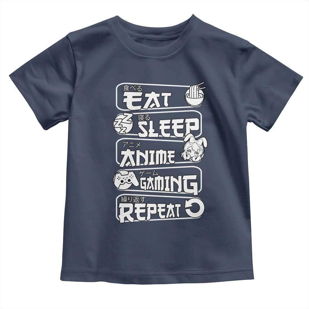 Eat Sleep Anime Gaming Repeat Toddler T Shirt Otaku Gamer Manga Lover