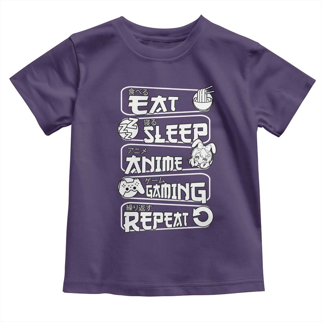 Eat Sleep Anime Gaming Repeat Toddler T Shirt Otaku Gamer Manga Lover