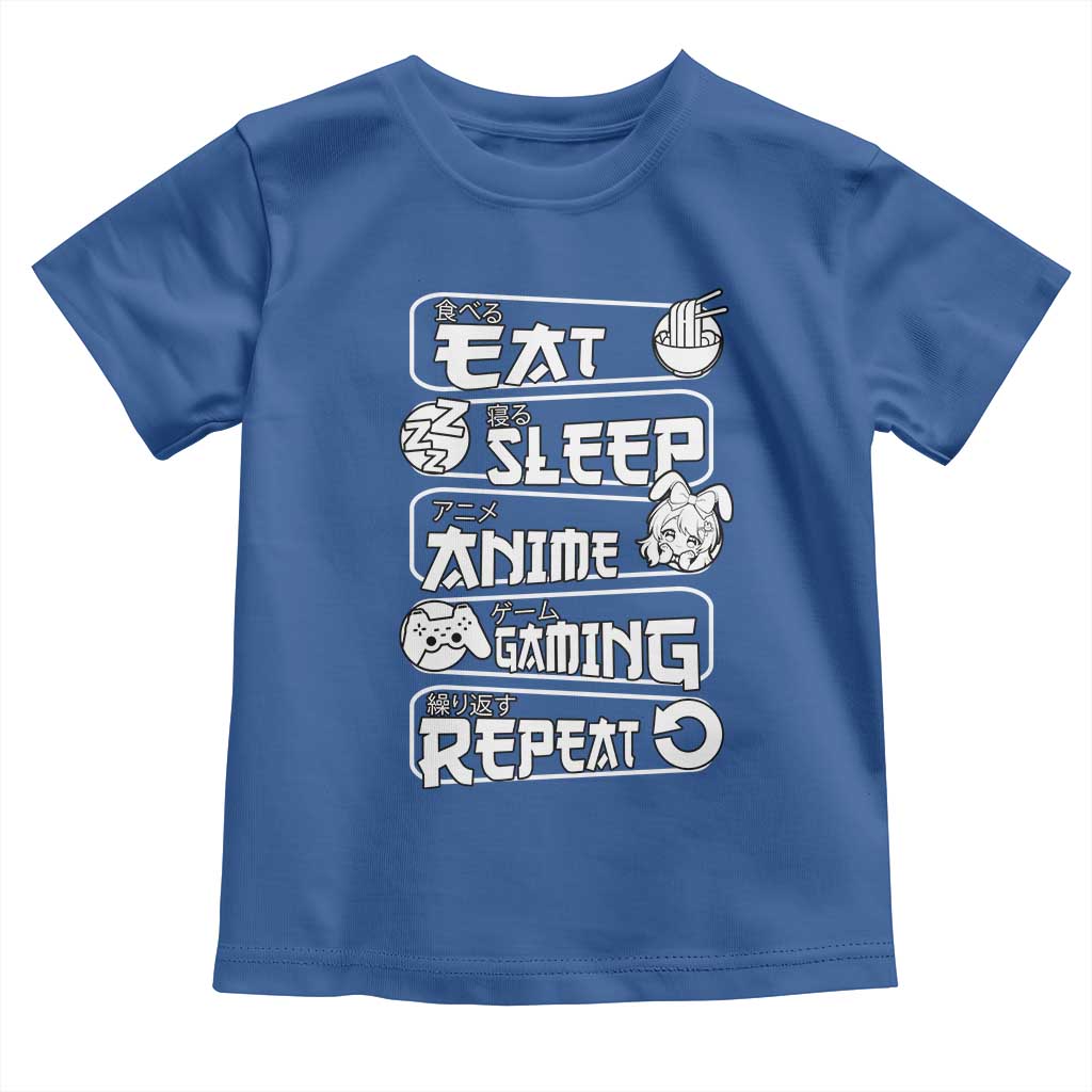 Eat Sleep Anime Gaming Repeat Toddler T Shirt Otaku Gamer Manga Lover