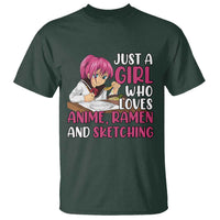 Just A Girl Who Loves Anime Ramen And Sketching T Shirt Japan Kawaii Otaku Manga Lover - Wonder Print Shop